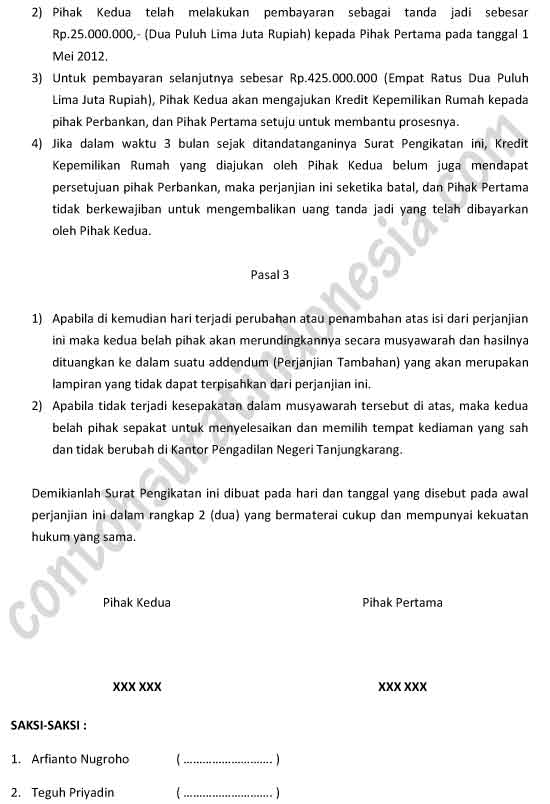 Surat Perjanjian - Contoh Surat Indonesia