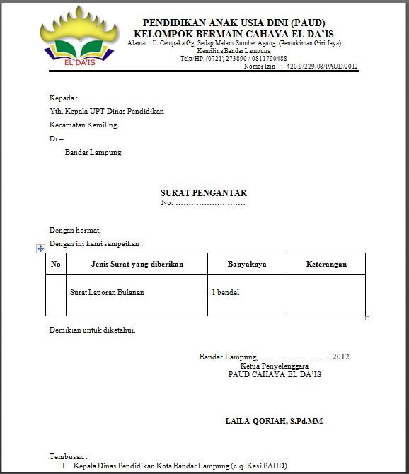 Surat Pengantar - Contoh Surat Indonesia