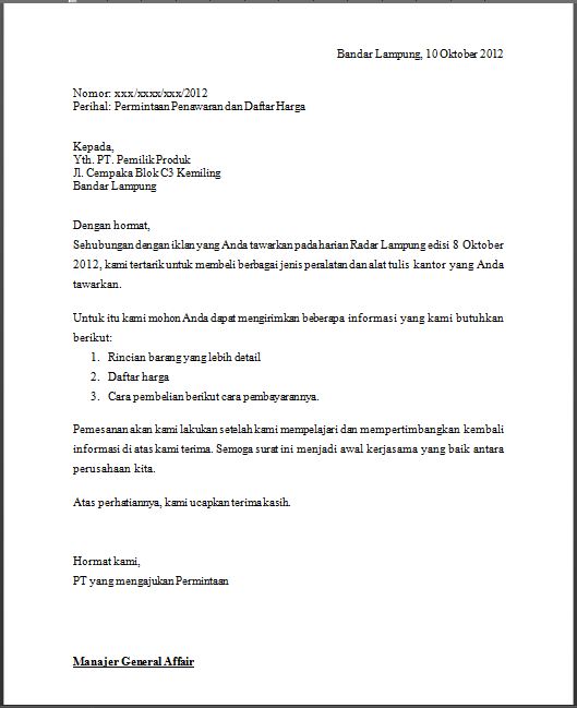 Surat Permintaan - Contoh Surat Indonesia